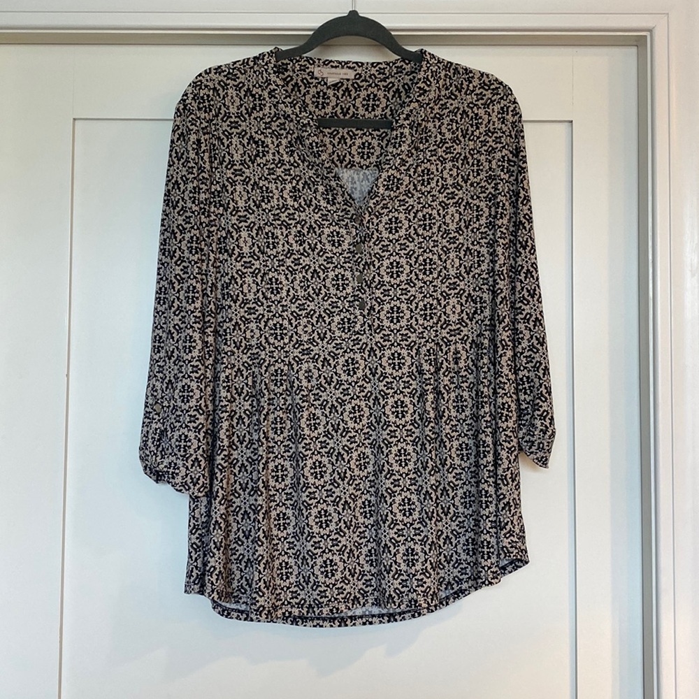 Black and cream blouse
